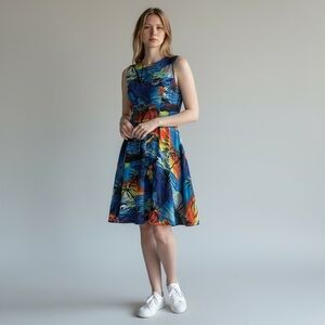 Hawaiian Hangover Womens Dress Sunset Blue Size Medium